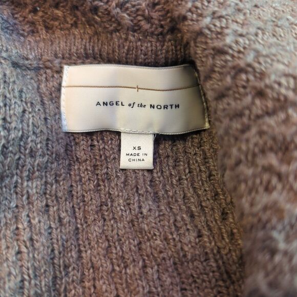 Angel Of The North Anthropologie Sweater Womens XS Brown Cowl Neck Waffle - Picture 4 of 6